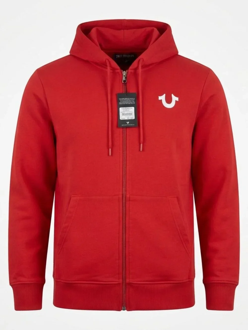 True religion hoody Size L men  with 2 pockets and front zipper  Red